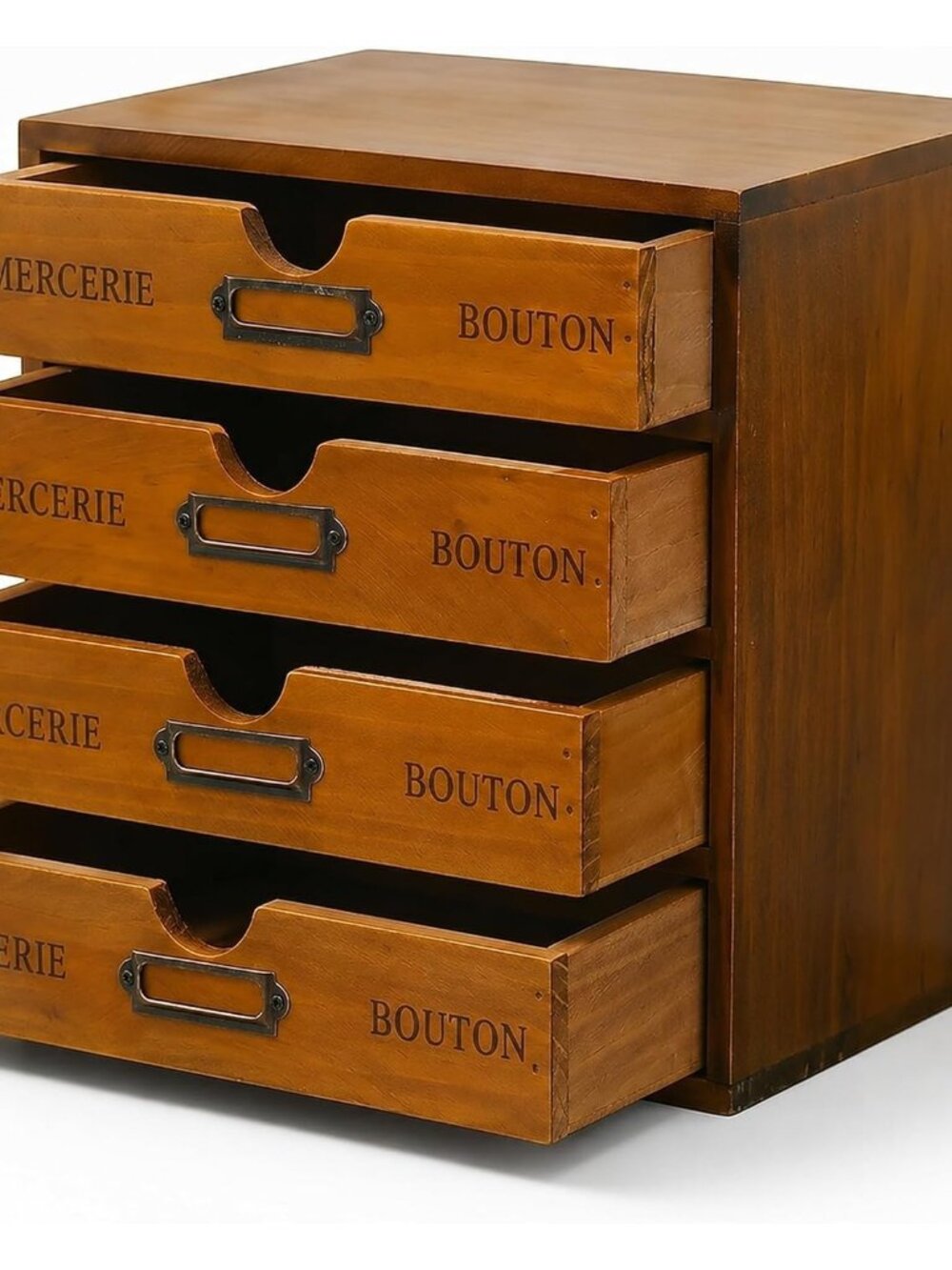 Modular Stackable Apothecary Cabinet 4 Drawer Desk Organizer - Retro Library Car